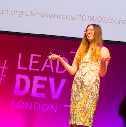 Beverley speaking at the Lead Developer 2018