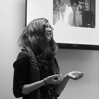 Beverley leading a codebar workshop